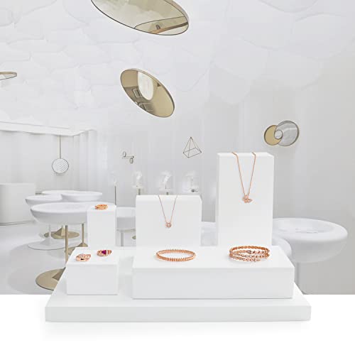 Oirlv Solid Wood Minimalism Style Jewelry Display Stand Showcase Jewelry Organizer Square Holder White Display Stand Riser (SM05206) - color: SM05206