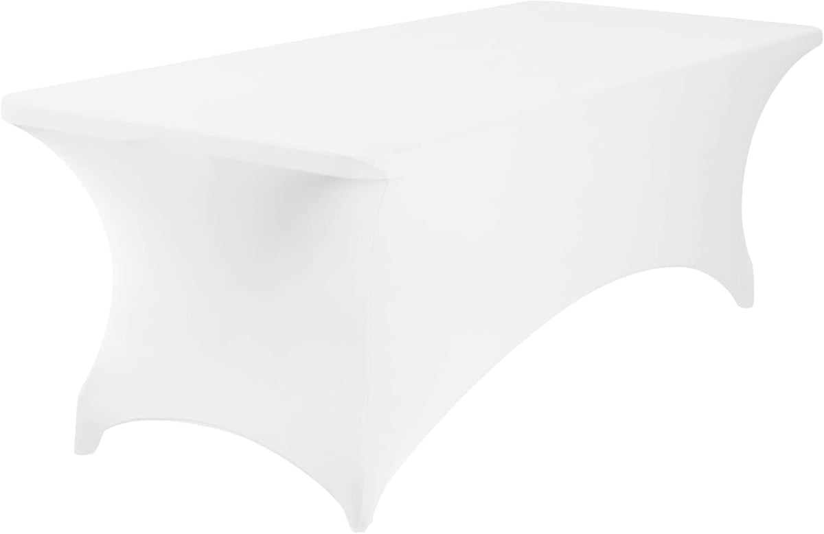 Spandex 8ft Waterproof Table Cover for Party,Wedding, Banquet, and Events(White)
