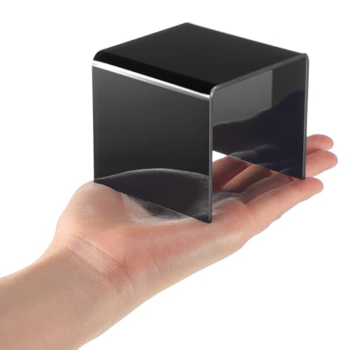 Chuangdi 20 Pcs Acrylic Display Risers, Black Product Stand, Jewelry Display Riser Shelf Showcase Fixtures for Figure Dessert Cupcake Candy Action Showcase (Black, Medium Set) - color: Black, size: Medium Set
