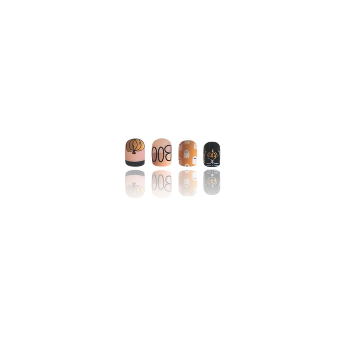 Halloween Press on Nails Short Square Fake Nails with Pumpkin Ghost Bat Skeleton Design Stick on Nails Black French Tip False Nails Artificial Full Cover Acrylic Glue on Nail for Women Manicure 24Pcs