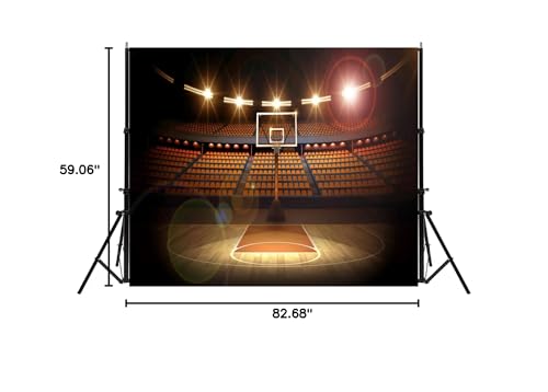 Basketball Backdrop Basketball Arena Photography Background Sports Theme Party Decoration Photoshoot Kids Boys Photo Booth Props 7x5ft - size: 7X5FT