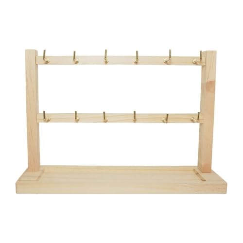 2 Layers of Wooden Display Eacks With Hooks for Necklaces. Rings, Earrings, Bracelets, And Other Jewelry Storage Display Rack - size: 2 Layers
