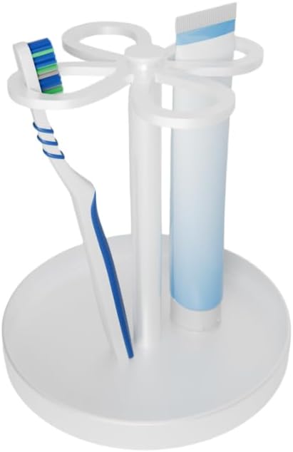 Metal Toothbrush Holders for Bathroom with 4 Slot White Tooth Brush Holder Stand and Non-Slip Base，Countertop Organizer for Family and Hotel，Compact Design