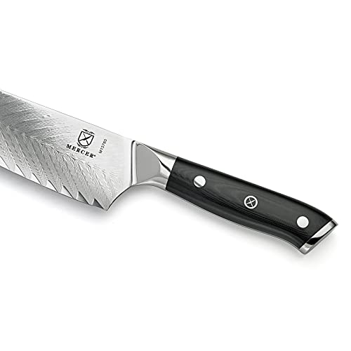 Mercer Culinary M13780 Premium Grade Super Steel, 8-Inch Chef's Knife w/Leaf Pattern Blade, G10 Handle - style: Chef's Knife Leaf Pattern Blade 8 Inch