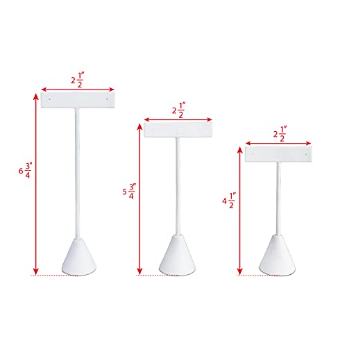 Ikee Design 6Pcs Set Earring T Stand Display Set with 3 Different Heights, T Shape Jewelry Earring Showroom and Tradeshow Showcase Displays, White Leatherette, 4 1/2 H in; 5 3/4 H in; 6 3/4 H in - color: White Faux Leather, 3 Heights