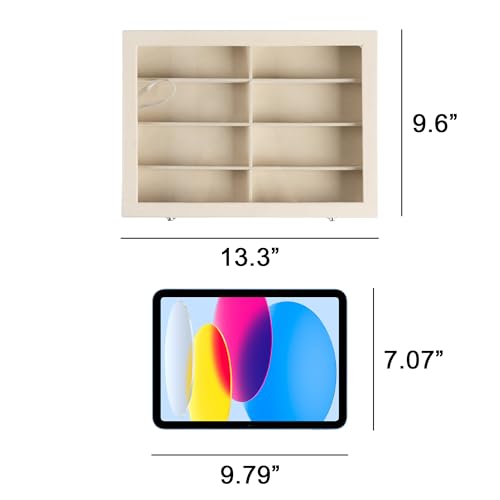 Frebeauty Sunglass Organizer,Velvet Glasses Organizer,8-Slot Sunglasses Tray with Clear Lid,Men's/Women's Sunglasses Box,Sunglass Case,13.3 x 9.6 x 2.2 Inches,Eyeglass/Eyewear Display Tray(White) - color: White, style: With Lid