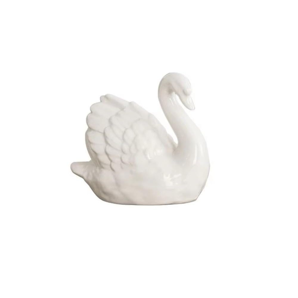 zaoalife Ceramic Swan Ornaments,White Swan Statue,Swan Shape Plant Container,Decorative Succulents Pot Planter,Elegant Swan Swan Pot