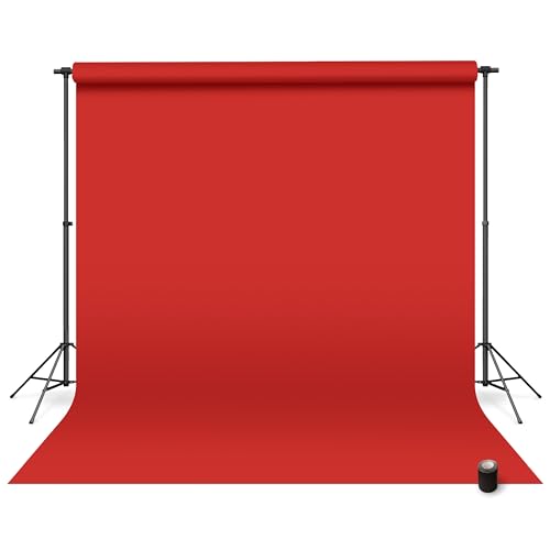 Denny Manufacturing - Seamless Paper Backdrop for Photography, Red Seamless Paper Roll (53 in x 36 ft) Includes Free Roll Black Gaffer Tape (2 in x 13 ft) - color: Red, size: 53 in x 36 ft