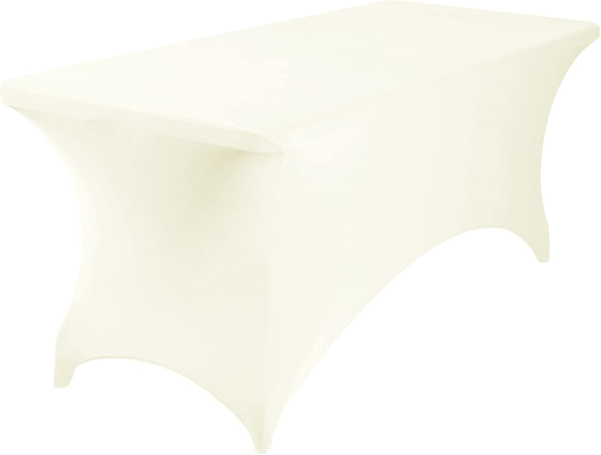 Spandex 6ft Waterproof Table Cover for Party,Wedding, Banquet, and Events(Ivory)