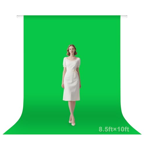 Green Screen Backdrop, 8.5×10FT Photography Chromakey Greenscreen Background Sheet for Zoom Meeting, Polyester Fabric Cloth Curtain for Photo Video Studio, Party, Live Streaming, Photoshoot - size: 8.5x10ft