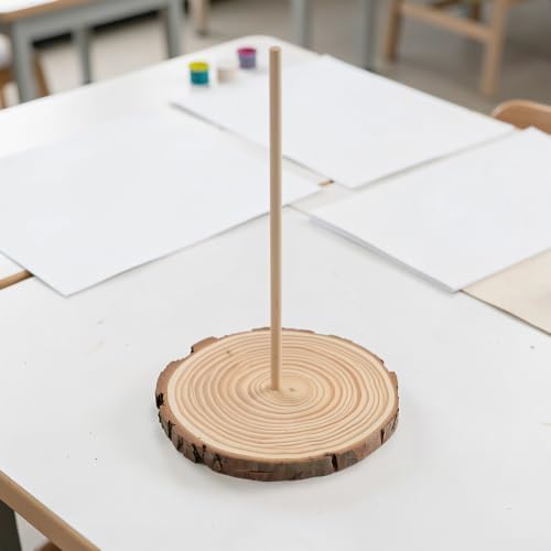 Ipetboom 5pcs Mini Christmas Tree Stand, Natural Wood Base for DIY Tree