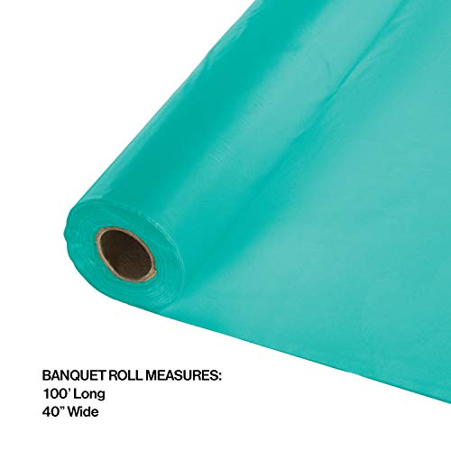 Creative Converting 324763 100' Touch of Color Plastic Table Cover Banquet Roll, One Size, Teal Lagoon - color: Teal Plastic