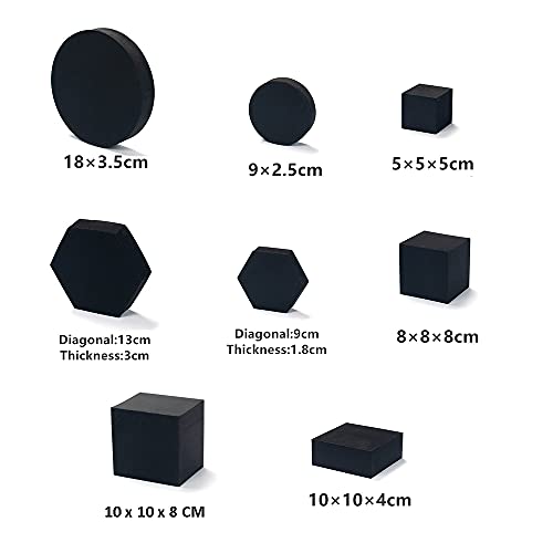 8 in 1 Foam Photography Prop Set for Product Display, Accessories, Jewellery, Cosmetics, Model, Perfumein and Trinkets on Perfect of Showing (Black) - color: Black