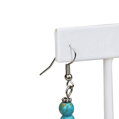 Ikee Design 6 Pcs Set Premium T- Shape Style Earring Display Stand, Earring Stand Jewelry Display for Showroom, Tradeshow, and Showcase, 2 1/2 W x 5 1/2 H in, White Faux Leather - color: White Faux Leather, 5.5" High