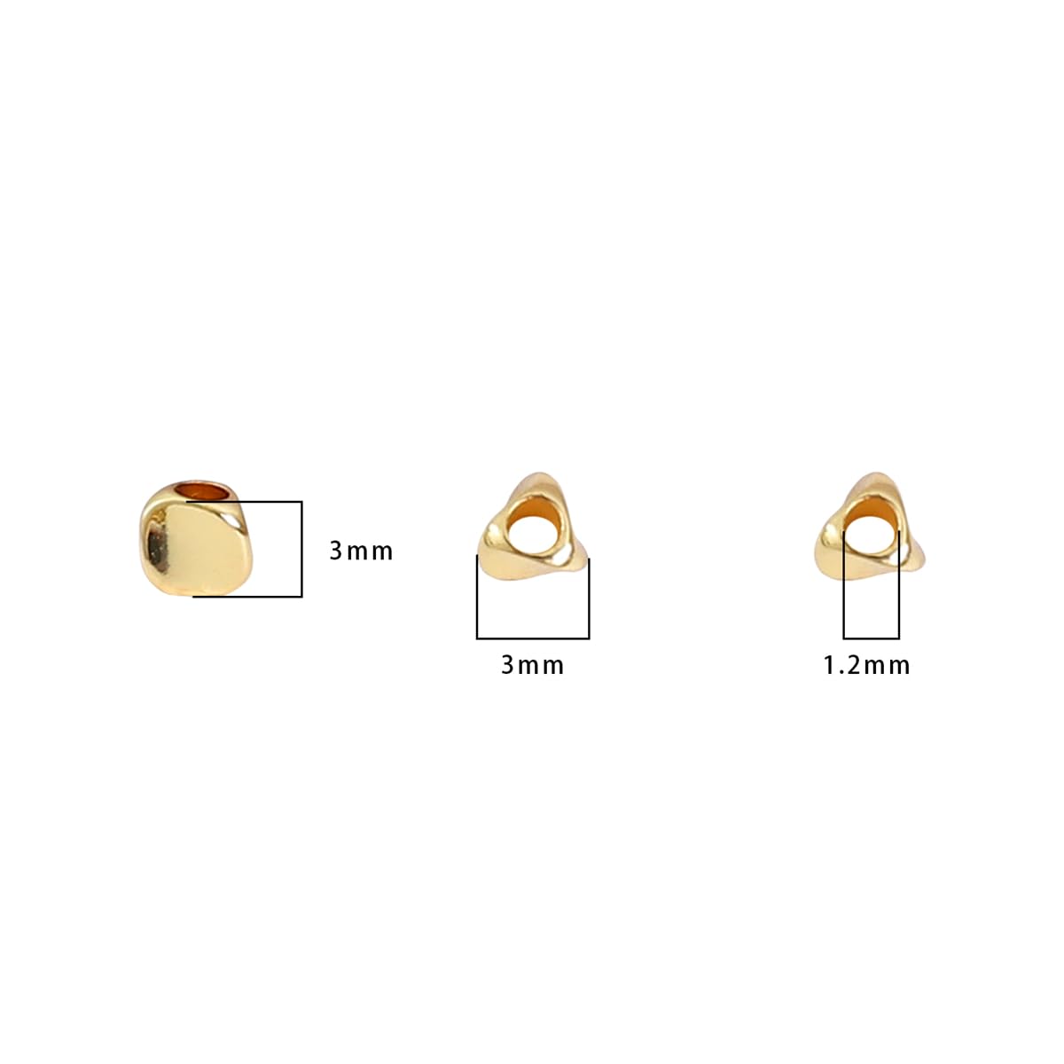 BEADIA 14K Gold Plated Twisted Spacer Beads 3x3mm 50pcs for Jewelry Making Findings Non Tarnish