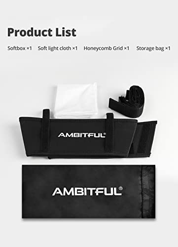 AMBITFUL LED Video Light Diffuser Honeycomb Grid Softbox Panel Light Softbox + Honeycomb Grid for LED Panel Light (35.5X 29.5cm/14''x11.6'')