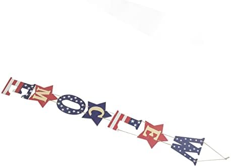 July 4th Door Hanger | Patriotic Wooden Front Door Decoration for Home/Shop/Party | Sturdy Wall Hanging Ornament with Festive Design