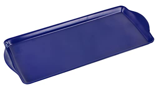 Reston Lloyd Melamine Plastic Tidbit Tray, BPA-Free, Food Safe, Multipurpose Platter Serving Tray, Bathroom/Table Organizer, Indigo - color: Indigo, size: 14.7" x 6.5" x 0.8"
