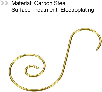 PATIKIL Christmas Ornaments Hooks 60 Pack S Shape Hooks Wire Metal Hanging for Christmas Party Tree Decorations, Golden Tone