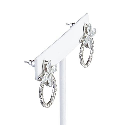 Ikee Design 6Pcs Set Earring T Stand Display Set with 3 Different Heights, T Shape Jewelry Earring Showroom and Tradeshow Showcase Displays, White Leatherette, 4 1/2 H in; 5 3/4 H in; 6 3/4 H in - color: White Faux Leather, 3 Heights