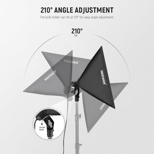 NEEWER 16x16in/40x40cm Softbox with E26 Porcelain Socket/Power Cord/White Diffuser/Stand Adapter, Durable Nylon Softbox Lighting Modifier for Studio Photography Lighting, SF4040 (US Plug) - size: 40X40cm