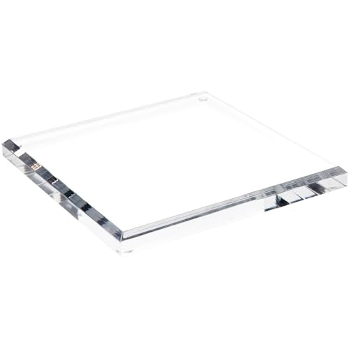 Plymor Clear Acrylic Square Beveled Display Base, 8" W x 8" D x 0.75" H - size: 8" x 8" x 0.75"