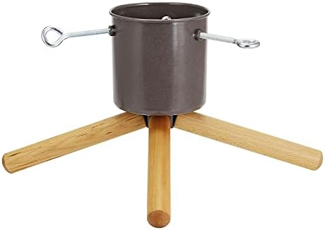 Taylor & Brown Wooden Log Style Christmas Tree Stand Holder Xmas Tree Tidy Décor Four Legged Max Tree Size 2.2m - 1L Water Tank (Grey)