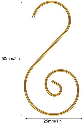Aramox 60 Pcs Mini Multi Purpose Metal S Shape Hanging Hooks Red Green Gold Silver with Sturdy Metal Construction for Christmas Tree Ornament Holder Decoration (Gold)