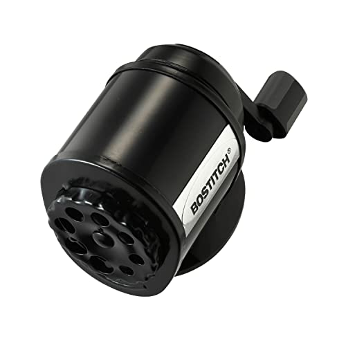Bostitch Office Wall Mount Manual Pencil Sharpener, 8 Hole Dial, 6X Longer Cutter Life, Vertical or Horizontal Mounting, Black