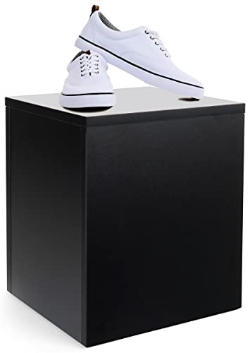 Displays2go Black Retail Display Pedestal with Collapsible Design – Black (WDCUBEBLK1) - color: Black, size: 16"H