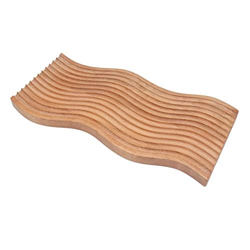 Wooden Bread Dessert Tray, Multifunction Serving Tray, Natural Beech Wood Geometric Snack Plate with Smooth Edges for Home Kitchen, Parties and Food Photography (water ripple shape) - size: 15.7"L x 7.1"W