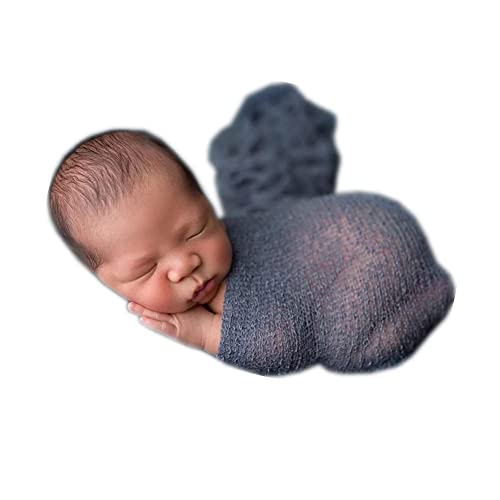 Newborn Photography Props Wrap Stretch Long Ripple Blanket Yarn Baby Photo Props Boy Girl Cloth Fabric Layer - color: Dark Gray