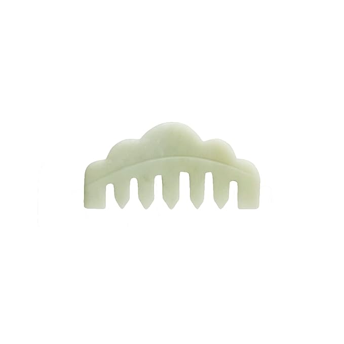 Mount Lai Hand-Carved Natural Jade Gua Sha Scalp Comb – Scalp Massager & Scraping Guasha Tool for Relaxation, Blood Circulation & Cooling