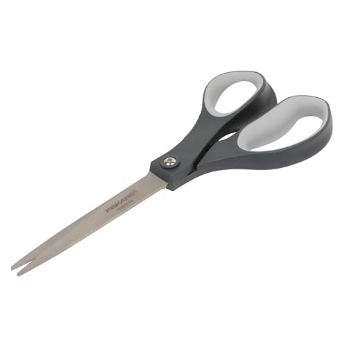 Fiskars 8" Comfort Grip Titanium All Purpose Scissors, Sharp Stainless Steel Blades for Everyday Cutting Tasks, Home, Office, and Arts & Crafts, Gray