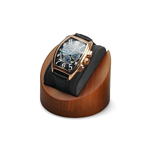 Oirlv Solid Wood Single Watch Display Stand Watch Organizer Showcase Jewelry Display Stand(Round Single, Grey) - color: Grey, size: Round Single