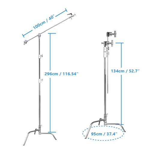 Kupo 40" C-Stand Overhead Shooting Kit 2, Professional Overhead Rig with Turtle Base for Photography and Video Flat Lay Food and Product Shooting with Heavy-Duty Studio Grip Components (KS744212) - color: Silver, size: Overhead Shooting Kit 3