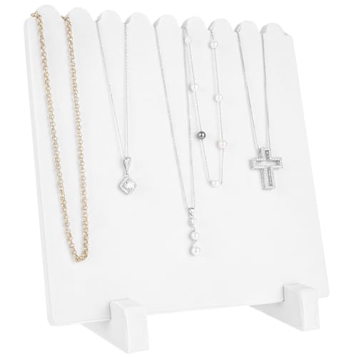 Tondiamo 9 Inch Velvet Necklace Jewelry Display Stands Organizer Necklace Storage Holder for Home Shop Show(White) - color: White