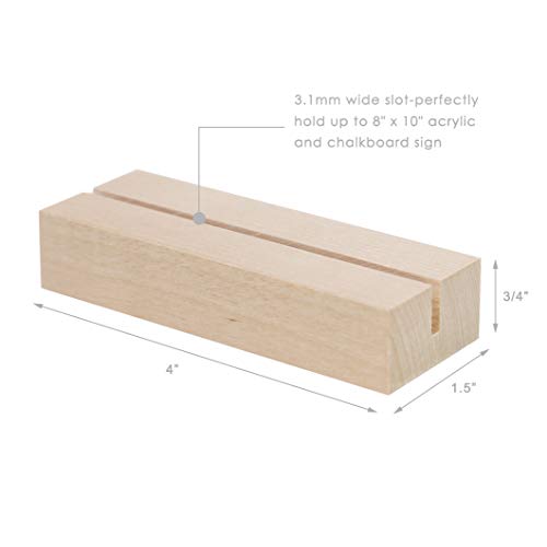 UNIQOOO 20 Pack 4" Birch Wood Stands for Wedding Acrylic Sign, Wood Table Number Holders for 1/8 Thick Acrylic Sheets | Wedding Display Stand, Card Holder, Great for Bar Menu, Retail Sign, Party and Events - color: Birch 20 pack