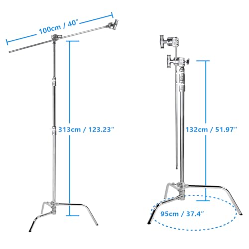 Kupo 40" C-Stand Sliding Leg Kit with Quick-Release System Professional Grip Stand Including 2.5" Grip Head and 40" Grip Arm for Photography, Lighting, and Rigging Applications, Silver (KS707612) - color: Silver, size: 40in Sliding Leg Kit with Quick Rele