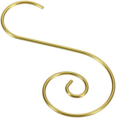 PATIKIL Christmas Ornaments Hooks 60 Pack S Shape Hooks Wire Metal Hanging for Christmas Party Tree Decorations, Golden Tone