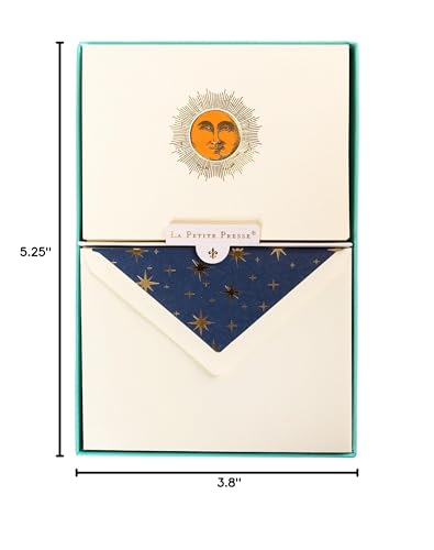 Graphique Sun Designer Cards Luxe Collection, Gold Foil Embossed Stationery Boxed Set, 10 Blank Cards with 11 Envelopes, All Occasion Greetings, 5.25" x 3.8"