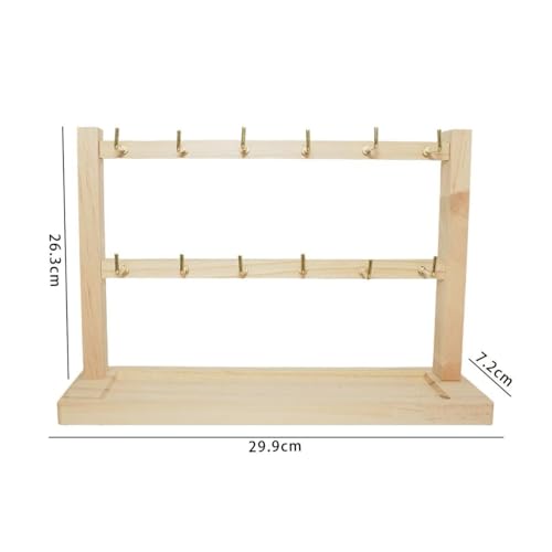 2 Layers of Wooden Display Eacks With Hooks for Necklaces. Rings, Earrings, Bracelets, And Other Jewelry Storage Display Rack - size: 2 Layers
