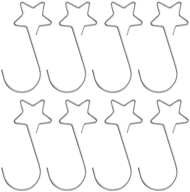20Pcs Christmas Ornaments Hooks Stainless Steel Star Shaped Hangers Christmas Tree Star Shaped Hooks for Party Decorative Metal Five-Pointed Hook Tree Hanging Pendant Decorations
