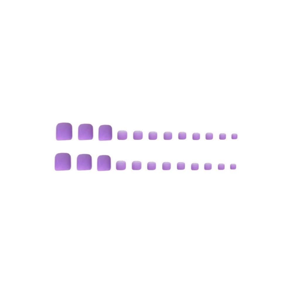 48Pcs Medium Square Press on Nails Short Square Press on Toenails Purple French Tips Fake Nails with Crocodile Design Glossy Lilac False Toenails Reusable Summer False Nails for Women Girls Manicure