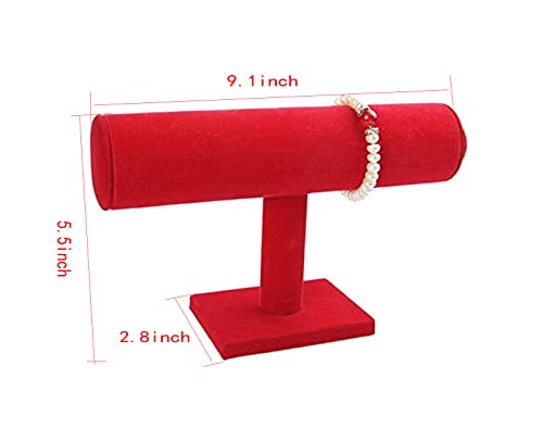 ChezMax Necklace Jewelry Display Jewelry Stand Hovering T-Bar Bracelet Holder for Home Organization - color: C-Red Velvet