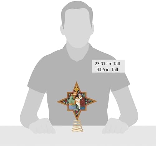Enesco Jim Shore Heartwood Creek Holiday Manor Nativity and Angels 2-Sided Star Christmas Tree Topper, 9.06 Inch, Multicolor