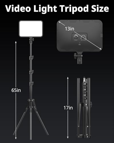 UBeesize LED Video Light Kit, Photography Lighting, 13" Studio Lights with 65" Tripod Stand and Phone Holders, Podcast Lighting for Video Recording, Make up, Live Streaming, Tiktok, YouTube - size: 1-pack
