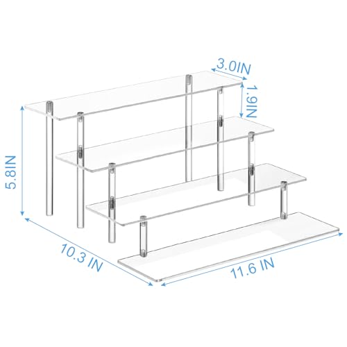 HENABLE 4 Tier Acrylic Perfume Organizer Stand, Clear Display Risers for Perfume, Cologne, Cosmetic, Skincare, Funko POP, Dessert Display, Cupcake Stand Holder