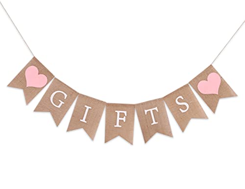 Gifts Banner for 1st Birthday - Gifts Burlap Bunting, Bridal Shower Decorations, Baby Shower Decor, Country Bridal Shower,Photo Prop