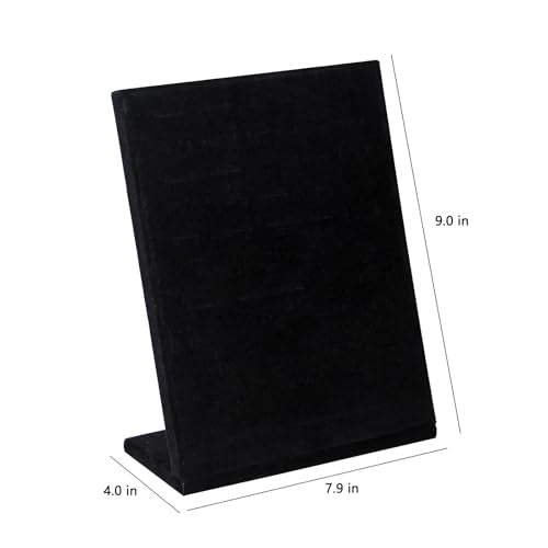 Ring Display Stand, Velvet Ring Holder, 50 Slots Rings Organizer Jewelry Display Tray, L-Shaped Jewelry Organizer Stand for Rings Earrings Selling (2, Black) - color: Black